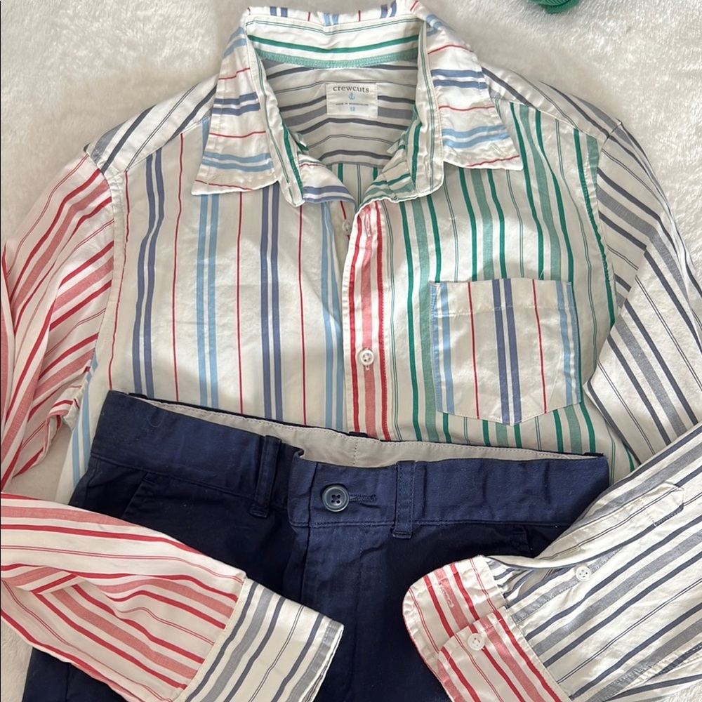 J. Crew Red and Green Button Down Shirt Matching Set